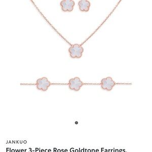 Flower 3-Piece Rose Goldtone Earrings, Necklace & Bracelet Set